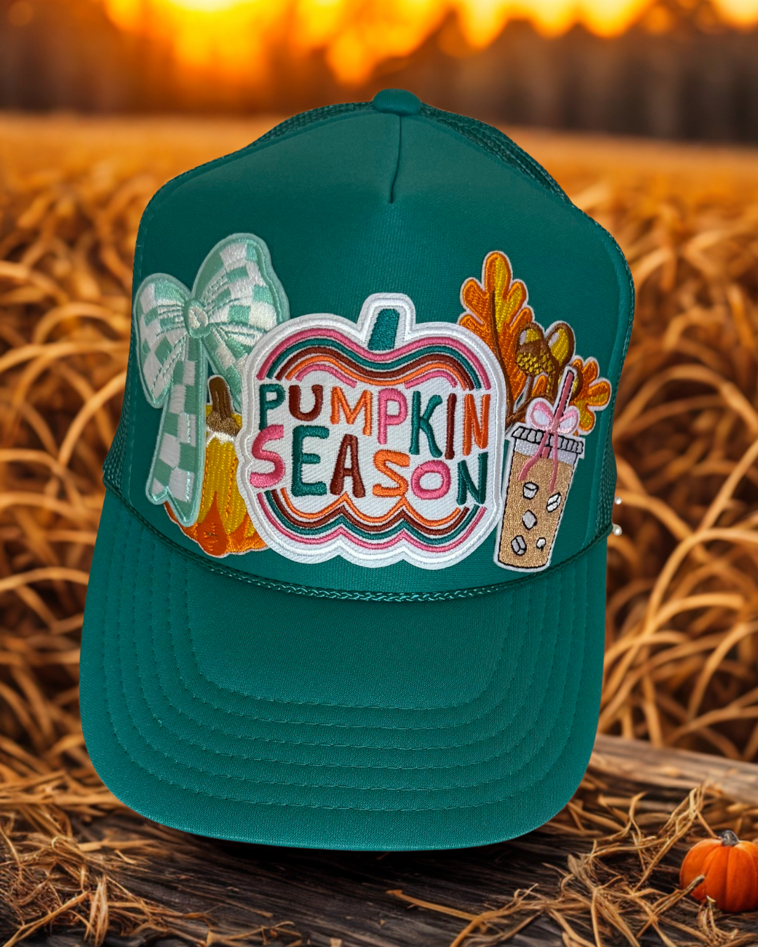 “Pumpkin Season” Fall Trucker Hat Jade