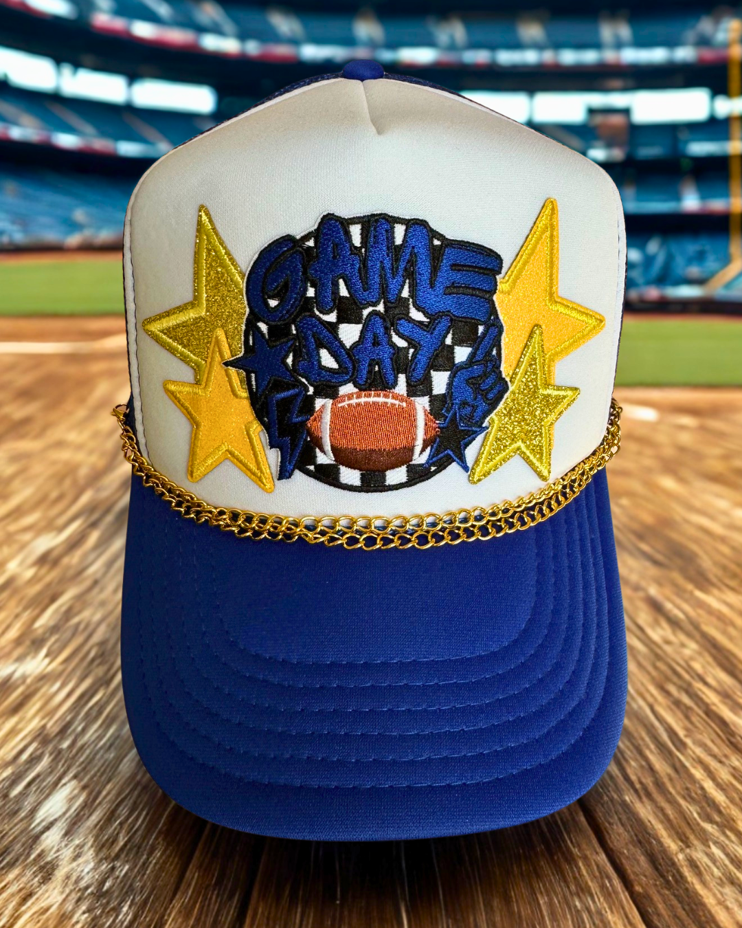 “Game Day” Trucker Hat – Blue & White